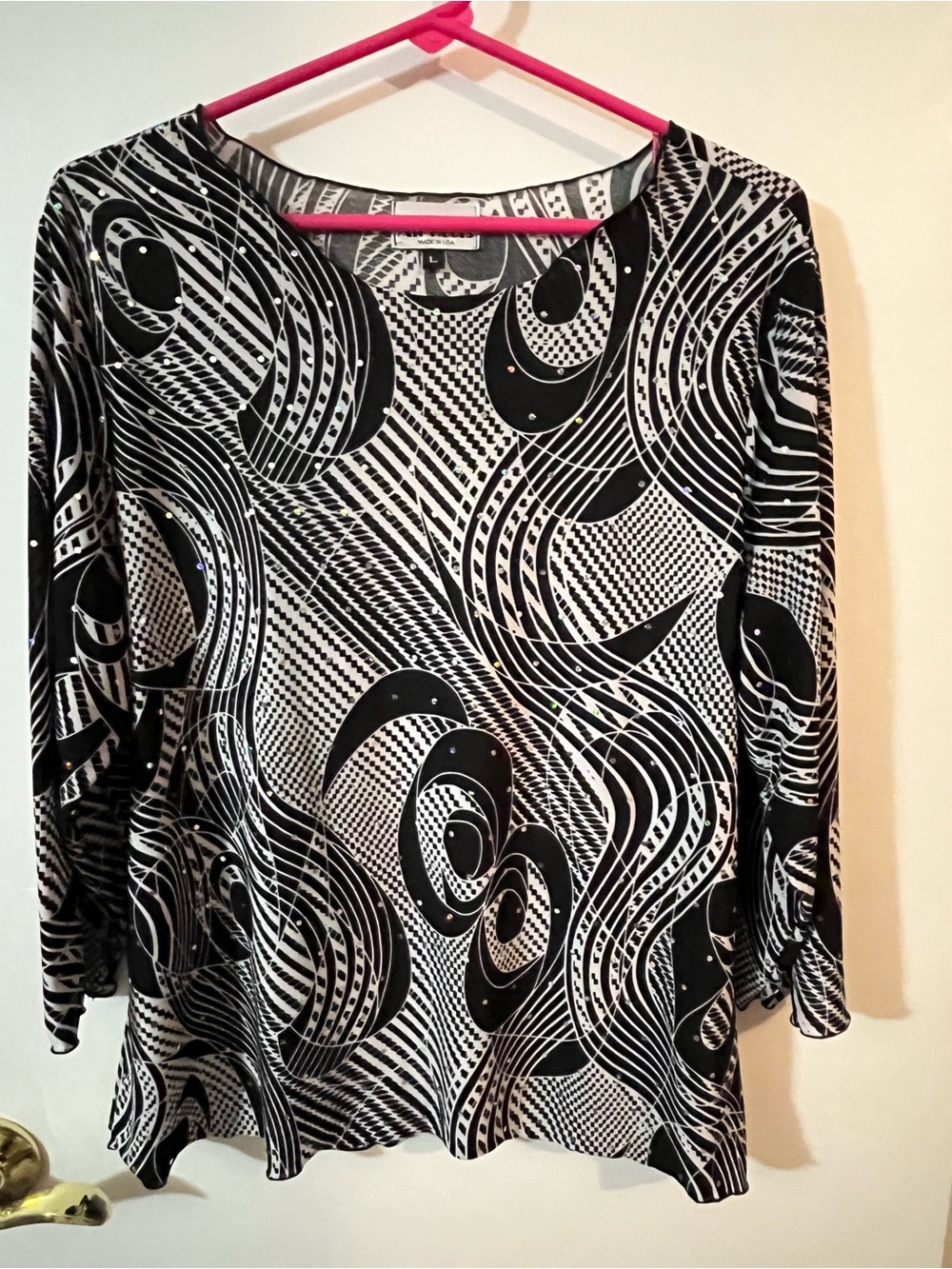 All Hours large Black & White Patterned Women's Top